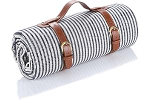 LIYUABU Picknickdecke 150 x 200cm,Streifen Picknickdecke Wasserdicht,Tragbare Extra Große Stranddecke,Campingdecke Sanddichte Isoliert mit Tragegriff,Perfekt für Picknick/Outdoor/Camping/Beach/Park