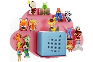 DUHARS Etagere Murale Enfant pour Toniebox & Tonies Figurine, Plus de 30 Personnage Tonies, Étagère Tonies Support Tonies Box, Etagere Nuage en Métal, pour Chambre Enfant et Salle de Jeux, Rose