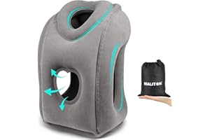 Maliton Reisekissen,Nackenkissen Flugzeug Aufblasbar, Faltbar Tragbar Komfortabel Travel Pillow, Stützt den Kopf und schützt die Halswirbelsäule Nackenkissen für Flugzeug Bahn Auto, Dunkelgrau