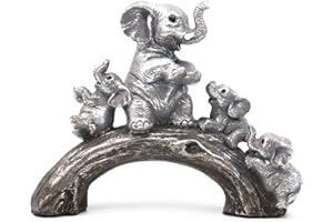 Irayin Elefantes Decoracion Figuras, Elefante de la Suerte, Escultura Que Simboliza Diversión en Familia, Regalo Elefante para Mujer, Decorativas para Salón, Escritorio, Oficina - Plata
