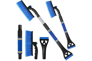 Axinyijia 3-in-1 Eiskratzer Auto Schneebesen, Eiskratzer Auto mit Besen Teleskop, 360° Eiskratzer Auto Windschutzscheibe Besen Schnee