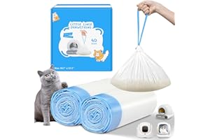 Kitcanis 40PCS Cat Litter Tray Liners, Cat Litter Bags with Drawstring, Scratch Resistant and Leak Proof, Litter Tray Bags Compatible with SUW, Furrytail, Meowant, PetCove, Mintakawa - 17.7" x 19.68"