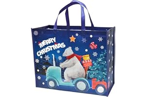 DOJoykey Extra Large Christmas Bags with Handle - Non-woven Fabric Gift & Reusable Grocery Bags for Christmas Party, 20 x 16 x 7 inch
