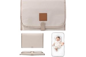 PEAPIN Baby Changing Mat, Travel Changing Mat, Foldable and Portable, Suitable for Travel, Family, and Outdoor Use (Ivory)