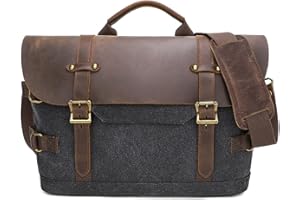 FANDARE Briefcase for Men Men's Messenger Bag Large Laptop Bag Waxed Canvas Briefcase Men's Shoulder Bags Laptop Work Document Bag for Work School Travel Daily Use Multiple Pocket Dark Gray