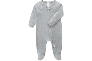 KIDDLETOWN Baby Schlafanzug, Baby Strampler, Neugeborene Strampler Doppelreißverschluss, Baumwolle Langarm Schlafanzug Neugeborene, Schlafstrampler Pyjam Kleidung für Junge Mädchen 0-3 Monate