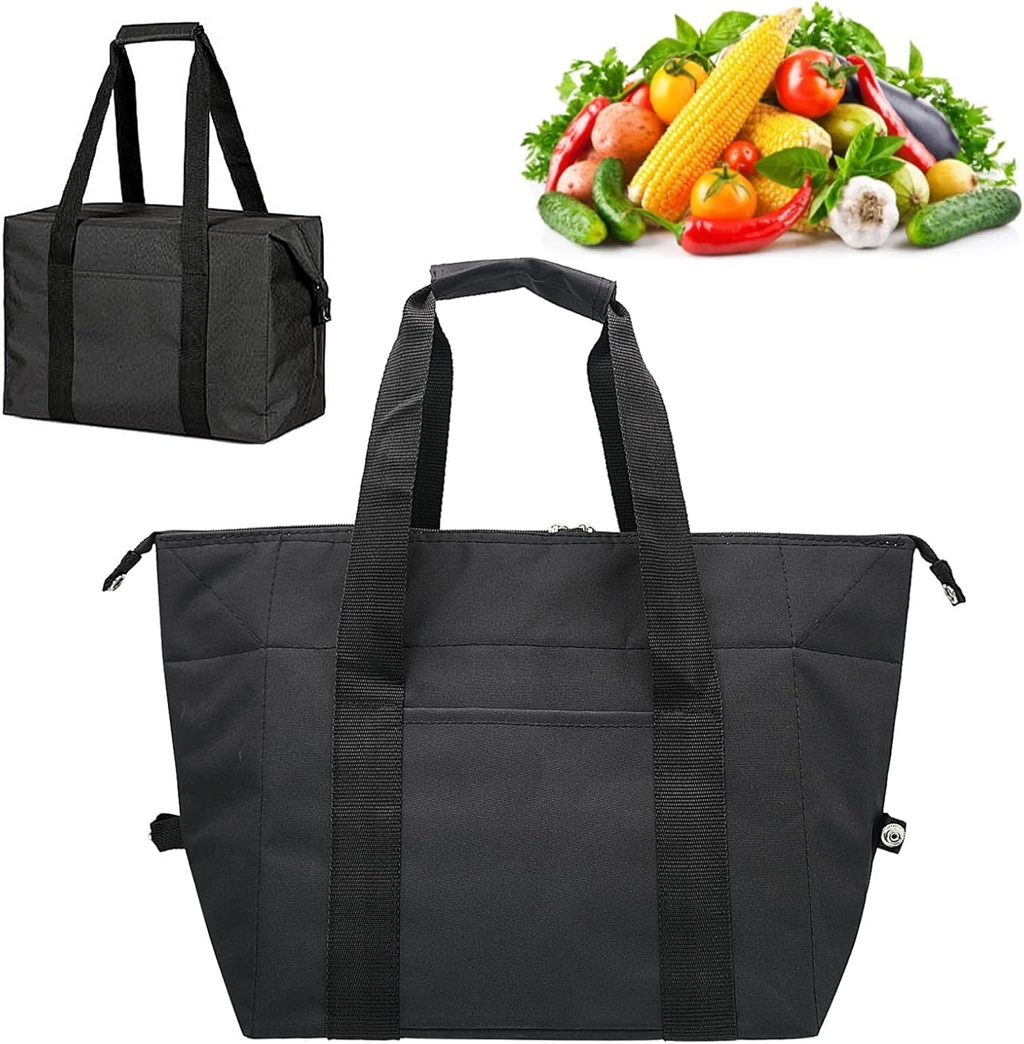 Insulated Cooler Bag 20L with Hard Liner, Foldable Thermal Picnic Bag, Leakproof Lunch Carrier for Camping, BBQ, Fishing, Beach, Grocery Shopping, and Outdoor Activities