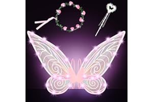 KITIMI Ali da Fata, Ali Fata Donna, Fairy Wings e Bacchetta, Anello di Fiori Carino, Ali Arcobaleno per Il Costume da Cosplay di Halloween Angelo Vestito per la Fotografia di Compleanno, Ali Fata Bambina