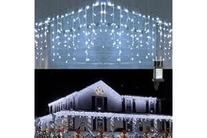 PhilzOps 480 LED Guirlande Rideau Lumineux 19m Lumières de Noël Extérieur et Intérieur Étanche 8 Modes Fairy Lights Decoration pour Mariage Patio Terrasse Fête Soirée Anniversaire, Blanc Froid