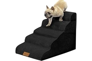 TRHILLSBRAD Szerokie schody dla psów, czarne, 5 stopni, wysokość 62 cm, dla małych psów, z gęstej pianki, pokrowiec nadający się do prania i antypoślizgowy spód