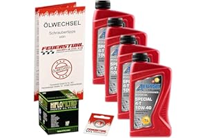 FEUERSTUHL GMBH & CO. KG Öl & Ölfilter für Honda CBF 600, 2004-2007 (PC38) / Ölwechsel Set/Alpine 10W-40 Motoröl + HiFlo Filter + Dichtring(e)