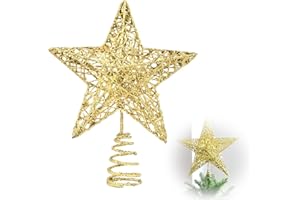 GREACESRIO Estrella Dorado en la Copa del árbol, Accesorio de la Copa del árbol de Navidad, Estrella De Navidad Brillante, para el Abeto