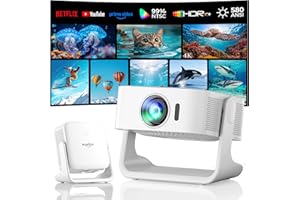 WOWLINK [Smart TV OS & HDR10+ & 3D Suono] Proiettore 4K con WiFi 6 e Bluetooth 5.4, Built-in Smart OS & Apps & Altoparlanti Doppi, 1080P Native Auto Focus & Keystone, Proiettore Home Movie - Bianco