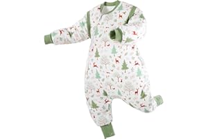 Looxii Saco de Dormir para Bebé de Invierno con Pies Algodón 3.0 TOG Saco de Dormir con Mangas extraíbles Cálido Manta Envolvente para Dormir para Unisex Bebés Niñas Niños 18-36 Meses