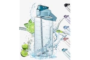 BOSSETY Gourde 2l, Gourde 2l Motivation, Gourde Graduée, avec Marqueur et Paille, avec Poignée, Bouteille d'eau Étanche pour la Randonnée Voyage Sports de Plein Air Fitness (vert)