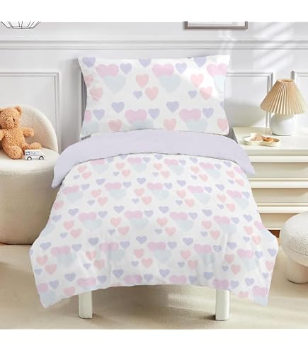 Housse De Couette Junior Étoiles Rose Et Blanc - Ensemble Taie D'Oreiller Included - Price Right Home