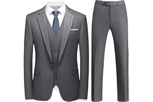 KUDMOL Herren 3-Stücke Anzug Business EIN Knopf Smoking Anzug für Männer Smoking Klassische Blazer Weste Hosen Set