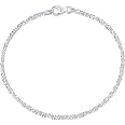 Bracelet Chaîne Argent 925 Maille Diamantée - Longueur 18/19 Cm, Largeur 2 Mm, Fabrication Italie, Hypoallergénique, Cadeau élégant