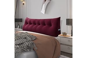 ‎BNCKTRD BNCKTRD Kopfende Großes Rückenkissen Bequemes Lesekissen und Rückenteil im Bett Rückenlehne Kopfkissen Langes XXL Kissen für Sofa, Couch, Wandkissen Polster Samt Dunkelrot 180cm
