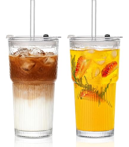 ALINK Glazen, 2 stuks, 710 ml, met handgreep, deksels en rietjes, herbruikbare weckglazen voor ijskoffie, smoothies, bier, sapjes en thee, inclusief 2 borstels ALINK Glazen, 2 stuks, 710 ml, met handgreep, deksels en rietjes, herbruikbare weckglazen voor ijskoffie, smoothies, bier, sapjes en thee, inclusief 2 borstels