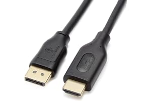 Amazon Basics DisplayPort till HDMI-bildskärmskabel, enkelriktad, 4k vid 30 Hz, 1920 x 1200, 1080p, guldpläterade kontakter, 1,83 m