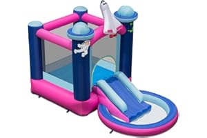 COSTWAY Castillo Hinchable Grande, 3 en 1 Castillo Hinchable para Niños 3 a 10 años, 207 x 393 x 270 cm, Insuflavel Crianças Interior Exterior (sin soplador)