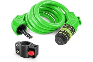 CORYIN Bike Lock 5 Digit Password Cable Locks 120CM Bicycle Lock High Security Combination Cable Lock Bike Accessories with Mounting Bracket Anti Theft Cycle Lock for Bike Outdoor Equipments, Green