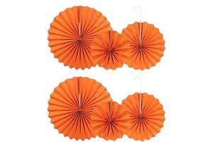 GVPOELR Decorazione del Ventaglio di Carta,Confezione da 6 Pompon di Carta Velina,Decorazione per Feste in Giardino,Carta Decorativa,Pompon di Fiori,Carta, per Matrimonio,Festa in Giardino - Colore Arancione