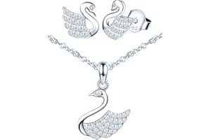 Yumilok-collar para mujer S925 pendientes de plata esterlina con incrustaciones de piedra Swan Silver Stud Earring Set adecuado para regalos de mujer
