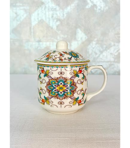 Buy Traditional Chinese Dragon Tea Mug with Lid, Ceramic, Red and