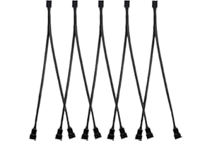 EasyULT 27cm 4 Pines Cable Separador de Ventilador PWM en Forma de Y Cable de Alimentación de Ventilador PC Convertidor de 1 a 2,Trenzado Negro（5 Paquetes）