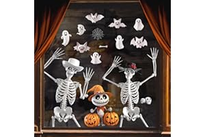 Halloween Window Stickers Large 9 Sheets,DXTXTJ Halloween Window Decorations with Ghost Pumpkin for Halloween Party Indoor Outdoor