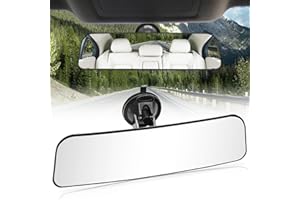 Alrens Auto Rückspiegel Weitwinkelverstellbar mit Saugnapf - Innenspiegel mit Weiß Flacher Glas, Large Vision Für Fahrprüfung, SUV Trucks