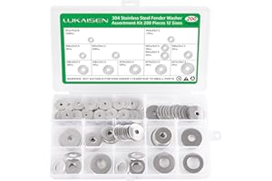 LUKAISEN Rondelles Metal, 200 Pièces Rondelle Inox, rondelles plates et rondelles de sécurité Acier Inoxydable 304, Penny Rondelles, Joint Plat pour Vis et Boulons - M3 M4 M5 M6 M8 M10 M12