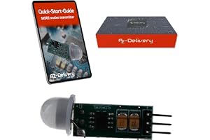 AZDelivery 1 x SR505 Mini PIR rörelsesensor 4,5–20 V – infraröd IR-sensormodul för Arduino, 100° detektion, 4 m räckvidd, kom