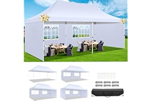 TOOLUCK Pop up Gazebo 3M x 6M Marquee Gazebo Tent with Sides Upgrade Structure UPF50+ Protection &100% Waterproof for Garden Parties Commercial with Easy Carry Bag, White