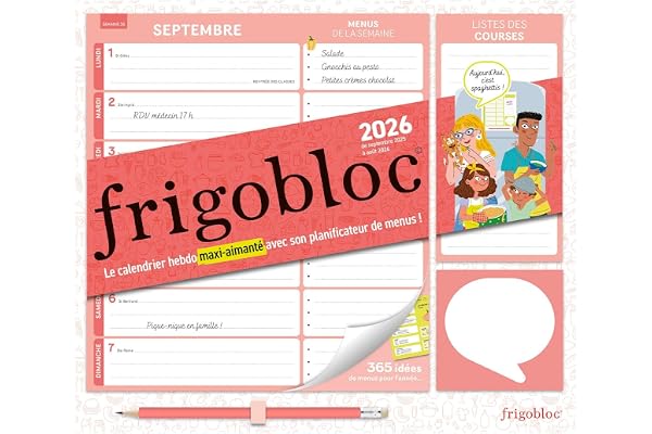 Frigobloc Hebdo 2026 avec planificateur de menus (de sept. 2025 à août 2026) - Edition 2025