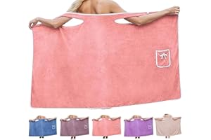 moytarcp Plus Size Women's Wearable Shower Skirt - Water Absorption Quick Drying Towel Wrap for Women, Adjustable Soft Bath Wrap Dress (Pink)