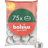 Bolsius D-light &ccedil;aydanlık mumları, 75 adet, torba i&ccedil;inde, yanma s&uuml;resi 4 saat, dekoratif ev mumları, beyaz, doğal bitkisel ba