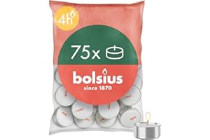 Bolsius D-light Tealight – 75 pezzi – in sacchetto – Lunghezza durata 4 ore – Candele decorative per la casa – Bianco – Contiene cera naturale – Senza olio di palma