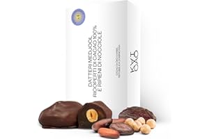Kaicao Dattili Medjool - Ripieni di Nocciole Tostate, Ricoperti di Cioccolato Fondente 100% Cacao Origine Oko, Repubblica Dominicana - Senza Zuccheri Aggiunti - Snack Salutare - Pack da 4 Dattili