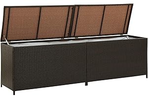 Gecheer Baule da Giardino, Cassapanca da Giardino in Polyrattan, Cassapanca Contenitore da Esterno, Baule da Esterno Grande Casapanca in Polyrattan 200x50x60 cm Marrone
