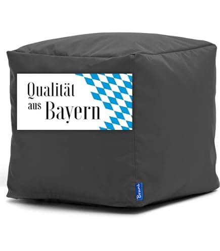 Outdoor Pouf ‚Der Kugelige‘ – Runder Sitzhocker Für Garten & Balkon, Wasserabweisend, Grau, Mit EPS-Füllung