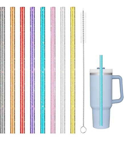 Kit 2 Brosses à Paille En Silicone - Goupillon Réutilisable Pour Nettoyer Pailles En Verre, Métal, Plastique - Noyau Acier Inox, Lavable Lave-vaisselle - 11