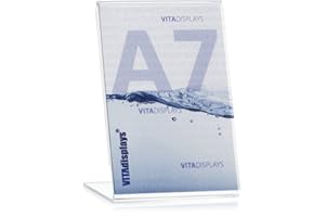 VITAdisplays présentoir publicitaire en L, présentoir en L au format DIN A7 vertical, porte-étiquette de prix, présentoir de table transparent en PLEXIGLAS original