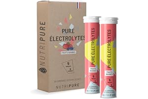 Nutripure | Pastilles Hydratation Électrolytes | 5 Minéraux + 3 Vitamines | Saveur Fruits Rouges | 30 Comprimés Effervescents | Faible en Calories | Hydratation Quotidienne & Sportive |Made in France
