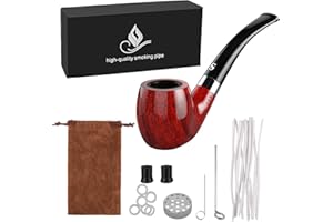 joyoldelf Pipas de tabaco, juego de pipa de tabaco, fondo plano, con herramienta de limpieza de pipa y accesorios de pipa, regalo