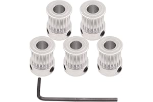 WINSINN Aluminum 2GT GT2 Synchronous Wheel 20 Teeth Bore 6.35mm 20T Timing Pulley For 3D Printer Width 10mm Timing Belt - RepRap Bowden Prusa I3 Mendel Makerbot Kossel Delta (Pack of 5Pcs)