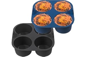 webake Lot de 2 grands moules à muffins profonds en silicone pour friteuse à air comprimé de 8 cm, moules à cupcakes géants pour la cuisson de cupcakes, gâteaux, pudding 18,5 x 18 x 5 cm