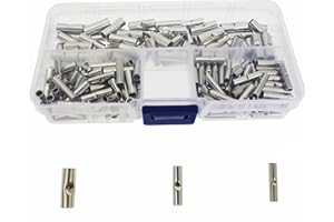 Surriba 200 pcs Empalmes Cables Electricos, Conectores sin Aislamiento, Punteras Electricas, Terminal Redondo Cable 3 Tibos